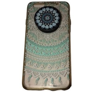 Mandala Transparent iPhone 6s 7/8 Aqua Mandela w/ matching  pop up holder…